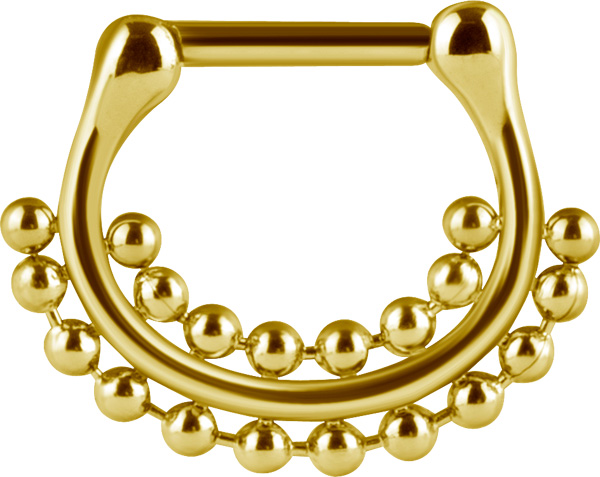 SS316L GOLD PVD SEPTUM CLICKER RING (BALL CHAIN)