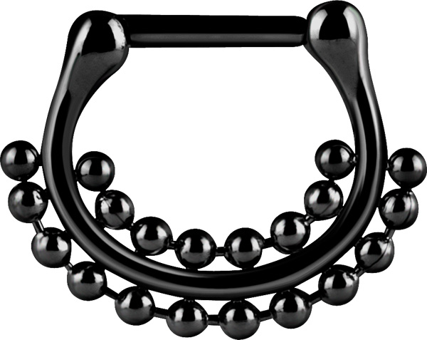 SS316L BLACK PVD STEEL SEPTUM CLICKER (BALL CHAIN)