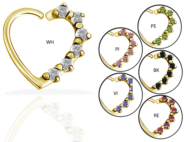 GOLD PVD STEEL ANNEALED HEART RING PRONG SETTING (LEFT EAR)