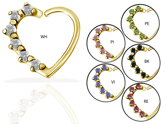 GOLD PVD STEEL ANNEALED HEART RING PRONG SETTING (RIGHT EAR)