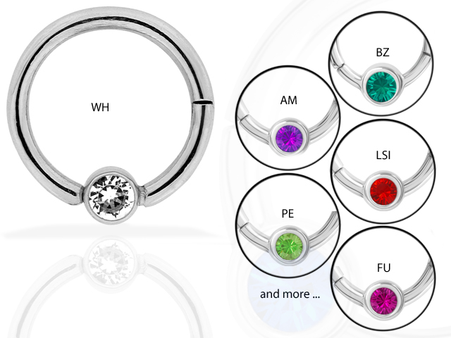 SS316L JEWELLED DISC HINGED SEGMENT RING FOR UPPER LIP (GLOSS FI