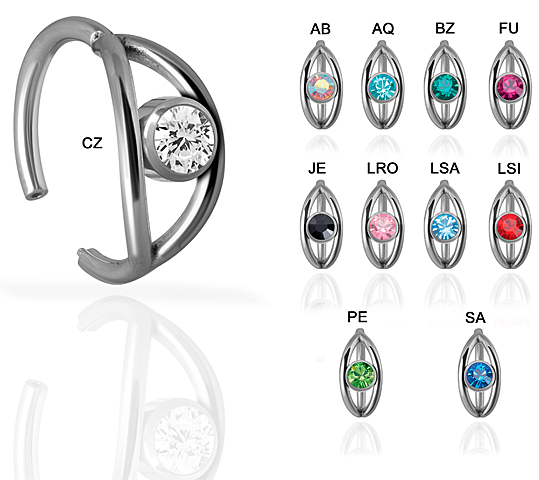 SS316L JEWELLED HINGED RING (WITH JEWELLED DISC)