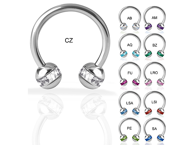 SS316L DOUBLE JEWELLED CRYSTAL ORBIT BALL