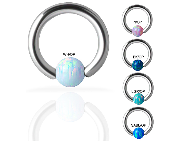 SS316L BALL CLOSURE RING W. OPAL DIMPLE BALLS