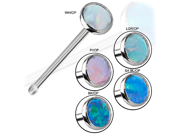TITANIUM OPAL CABOCHON NOSE BONES (BEZEL SET)