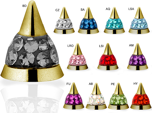 SS316L GOLD STEEL CRYSTAL JEWELLED SPIKES