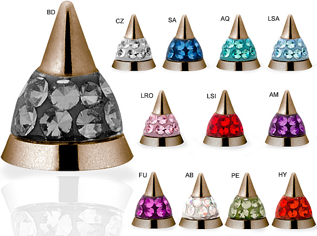 SS316L ROSE GOLD CRYSTAL SPIKES