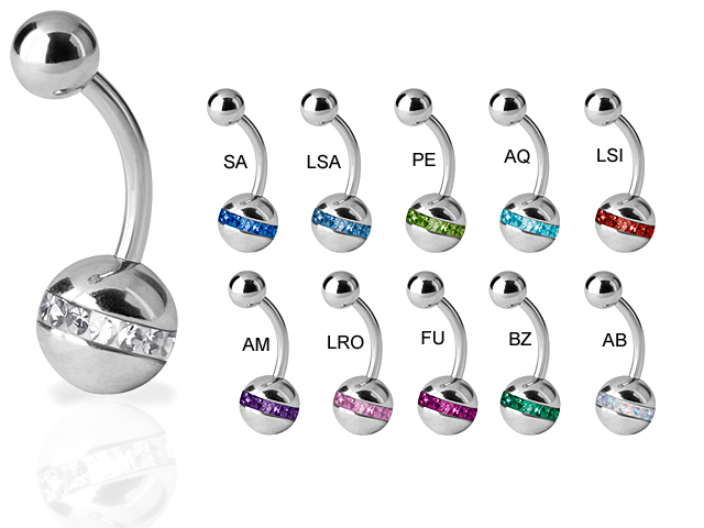 SS316L JEWELLED CRYSTAL ORBIT BALL BARBELL (GLOSS FINISH)