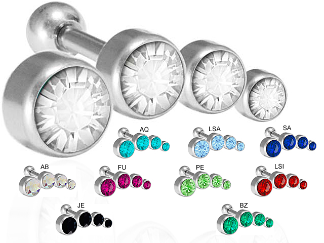 TRAGUS AND HELIX BARBELL W. 4 JEWELLED DISC