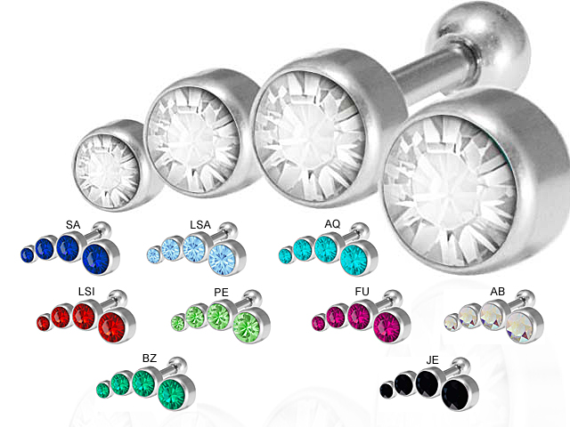 TRAGUS AND HELIX BARBELL W. 4 JEWELLED DISC