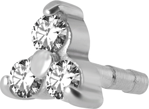 ATT. W. TRINITY PRONG SET CZ FOR BIOPLAST INTERNAL LABRET