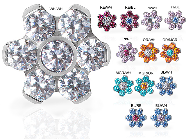TITAN FLOWER WITH SWAROVSKI GEMS FOR BIOPLAST INTERNAL LABRET