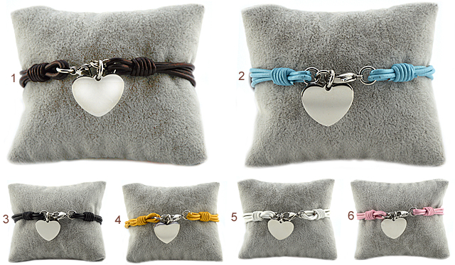 Lederarmband mit Edelstahl Gravurplatte (Herz)