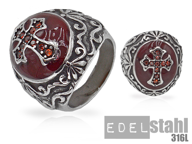 Edelstahlring "Shiny Cross"