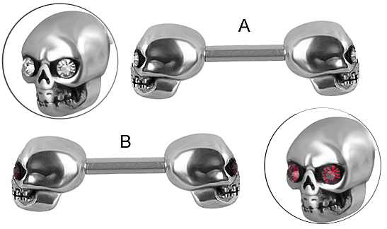SS316L DOUBLE HELIX MICRO BARBELLS (SKULLS)