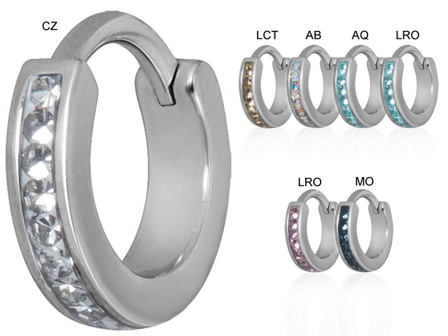 SS316L JEWELLED HINGED CRYSTAL RING