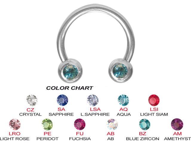 SS316L DBL. JEWELLED CIRCULAR BARBELLS