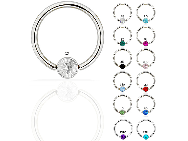 JEWELLED SS316L FLAT BCR FOR UPPER LIP