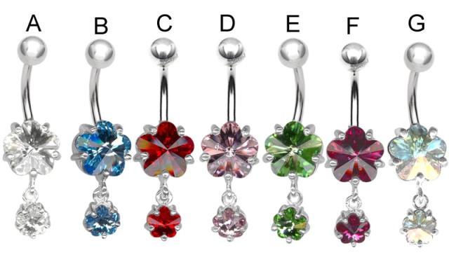 DANGLING SILVER BANANA WITH SWAROVSKI FLOWER