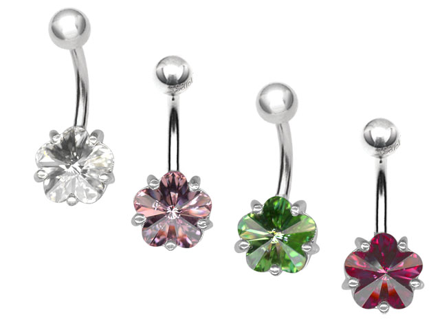 SILVER BANANA WITH SWAROVSKI FLOWER