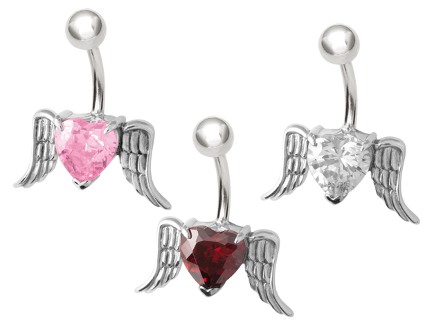 SS316L BANANA ANGELWING WITH CUBIC ZIRCONIA (PRONG SET)