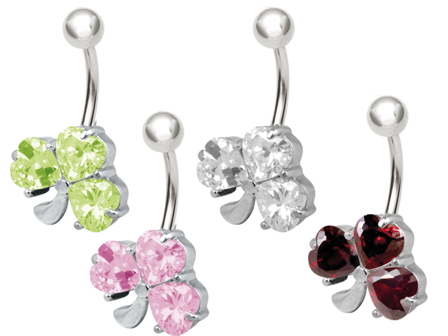 SS316L BANANA CLOVER WITH CUBIC ZIRCONIA (PRONG SET)