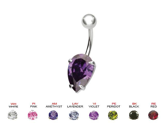 SS316L BANANA WITH 8MM DROP CUBIC ZIRCONIA (PRONG SET)