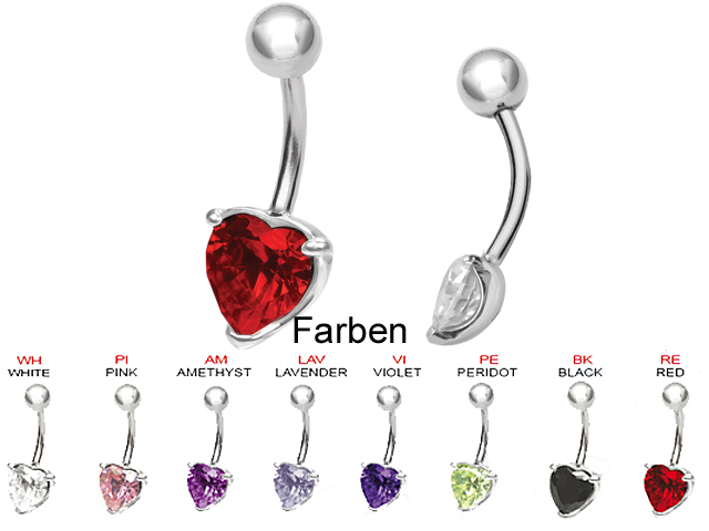SS316L BANANA WITH 8MM HEART CUBIC ZIRCONIA (PRONG SET)