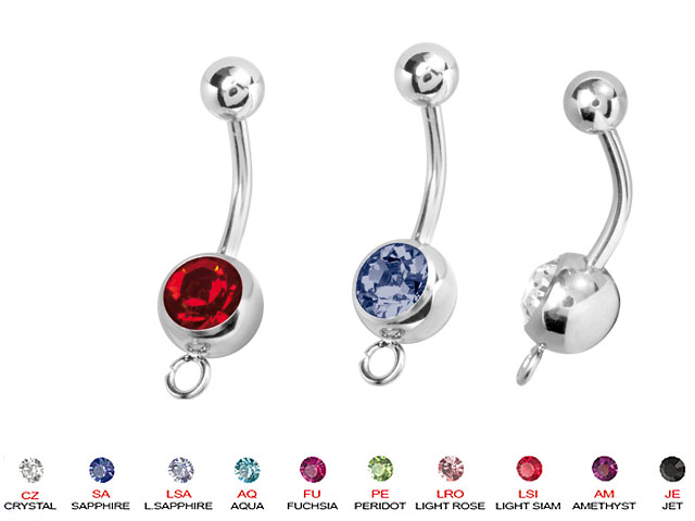 SS316L JEWELLED BANANA WITH "O" HOOK