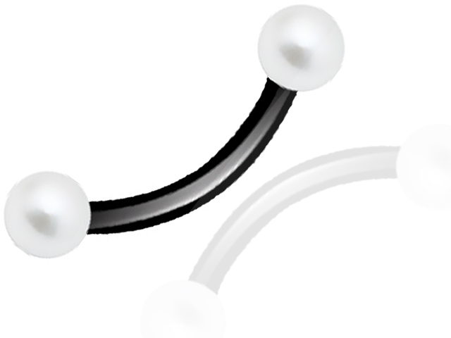 BLACK STEEL SYNTHETIC PEARL BALL MICRO BANANA