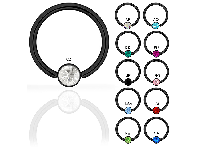 JEWELLED BLACK STEEL FLAT BCR FOR UPPER LIP