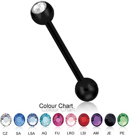 SS316L BLACK JEWELLED BARBELLS