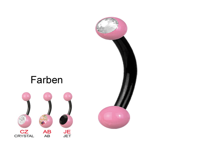 SS316L BLACK SINGLE JEWELLED MICRO BANANA WITH ENAMEL BALL