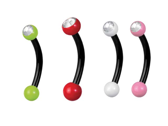 SS316L BLACK SINGLE JEWELLED MICRO BANANA WITH ENAMEL BALL