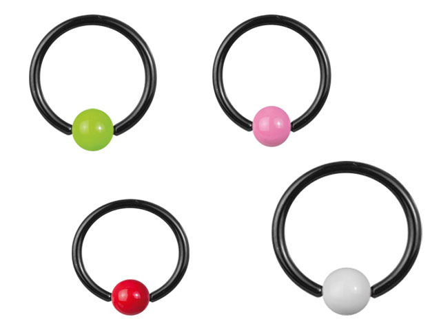 SS316L BLACK STEEL BALL CLOSURE RINGS WITH ENAMEL
