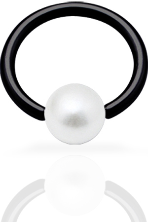 SS316L BLACK STEEL BALL CLOSURE RINGS WITH PEARL