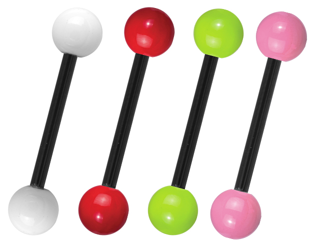 SS316L BLACK STEEL BARBELLS WITH ENAMEL STEEL BALL