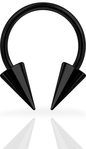 SS316L BLACK STEEL CIRCULAR BARBELLS WITH SPIKES