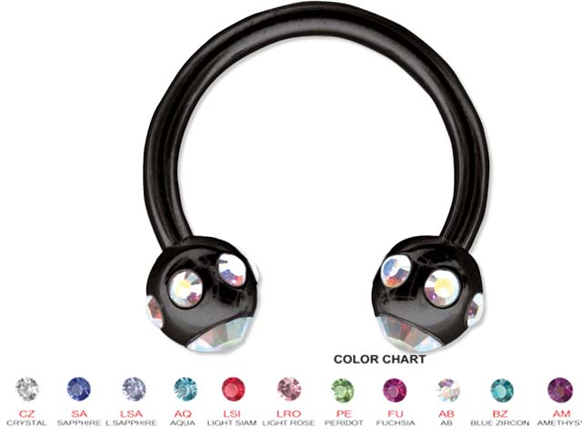 SS316L BLACK STEEL DOUBLE TIFFANY CIRCULLAR BARBELLS