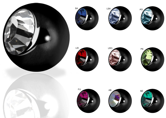 SS316L BLACK STEEL JEWELLED BALLS