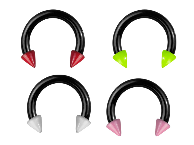 SS316L BLACK STEEL MICRO CIRCULAR BARBELLS W. ENAMEL CONES