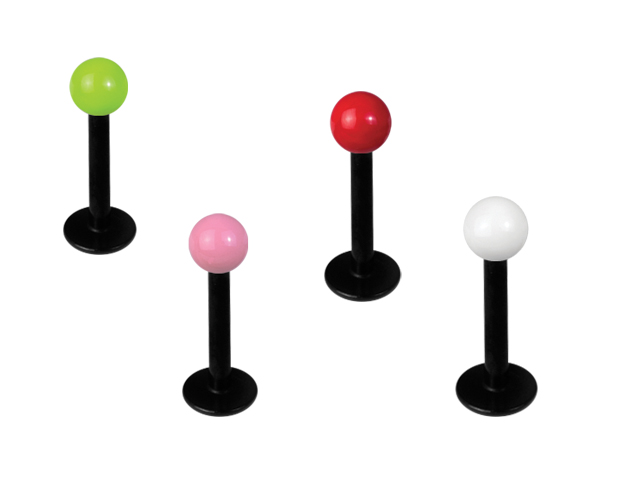 SS316L BLACK STEEL MICRO LABRETS WITH ENAMEL BALL