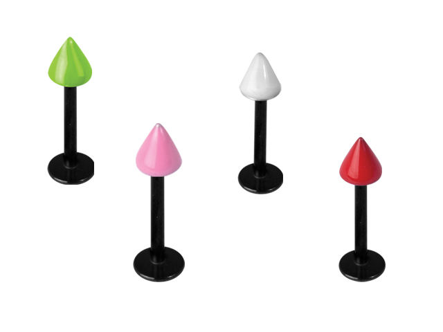 SS316L BLACK STEEL MICRO LABRETS WITH ENAMEL CONE