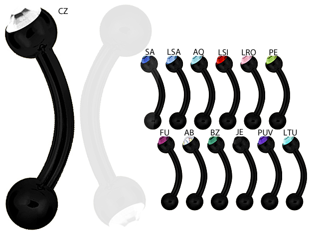 SS316L BLACK STEEL SINGLE JEWELLED MICRO BANANAS