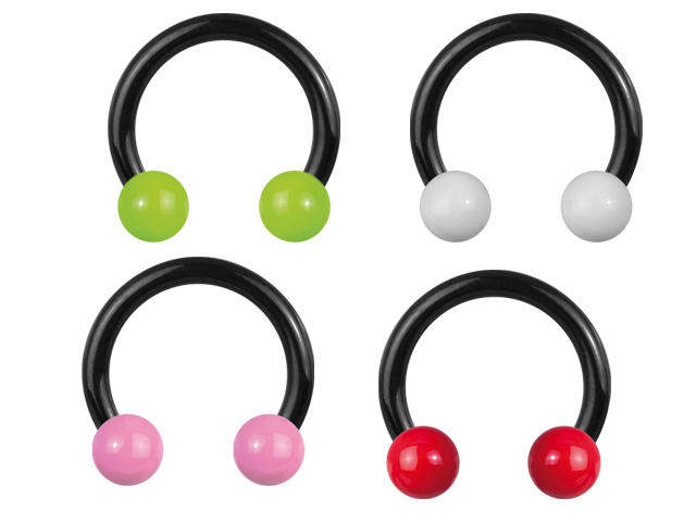 SS316L CIRCULAR BARBELLS WITH ENAMEL BALL