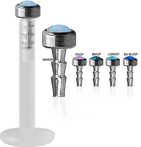 BIOPLAST LABRET WITH SYNTHETIC OPAL TITANIUM ATTACHMENT (2MM)