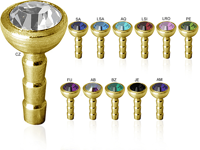 GOLD MICRO JEWELLED SS316L STEEL  ATTACHMENT FOR BIOPLAST LABRET