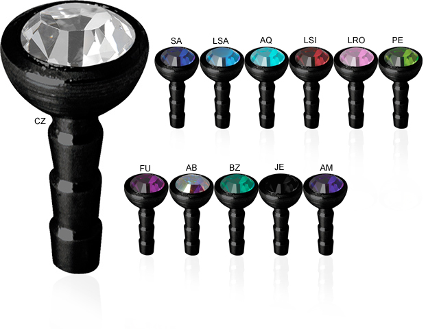 BLACK MICRO JEWELLED SS316L STEEL ATTACHMENT FOR BIOPLAST LABRET