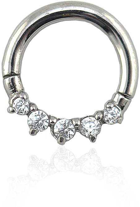 SS316L JEWELLED HINGED RING W. CZ (PRONG SETTING)