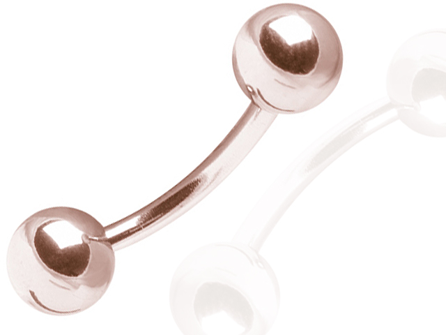 SS316L ROSE GOLD BANANA WITH BALLS